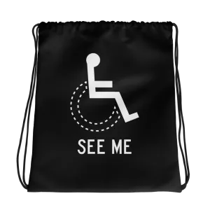 See Me (Not My Disability) Black Drawstring bag