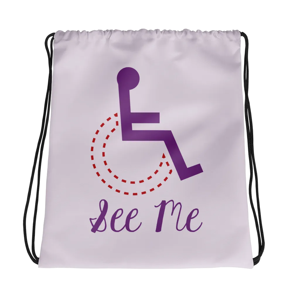 See Me (Not My Disability) White Drawstring bag