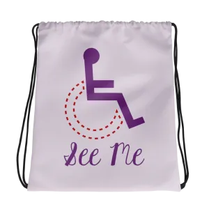 See Me (Not My Disability) White Drawstring bag