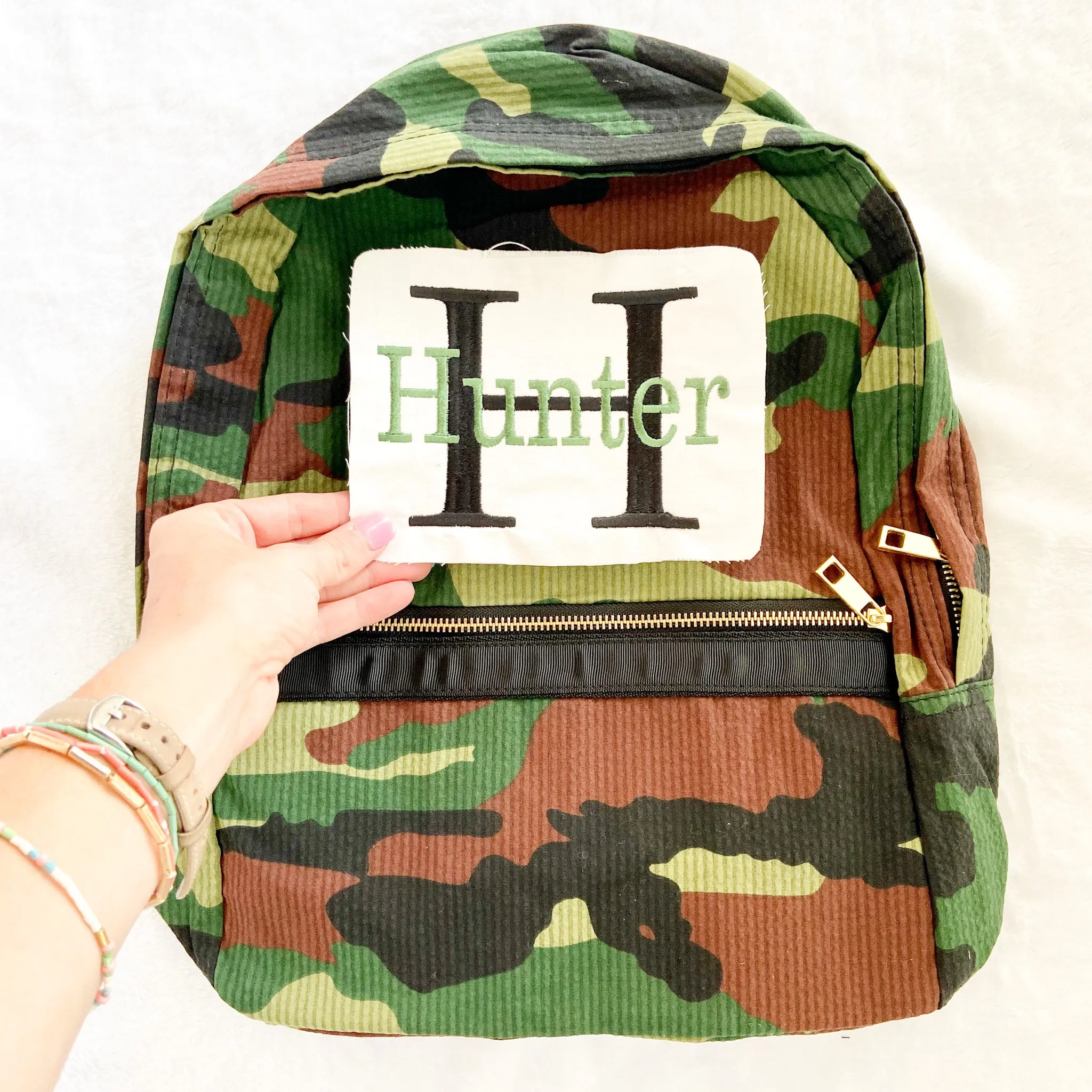 Seersucker Backpack w/ Pockets | Woodland