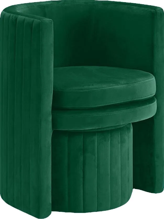 Selena Green Velvet Accent Chair and Ottoman Set