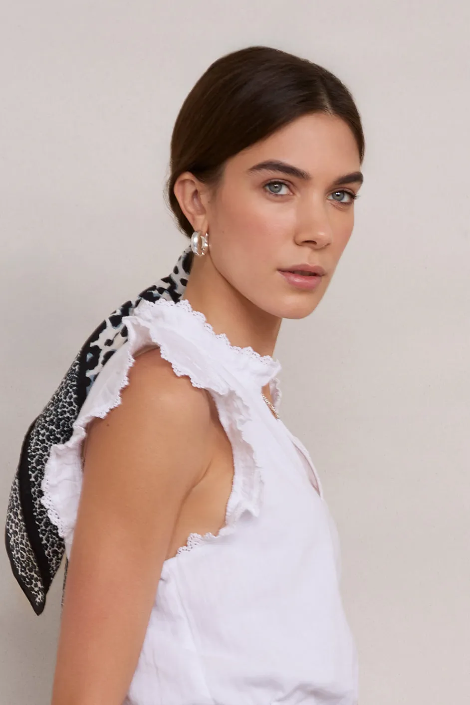 Serena Silk Scarf - Grey Leopard