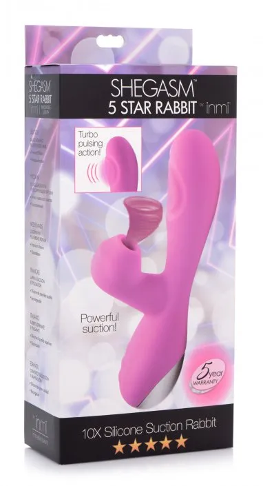 Shegasm 5 Star 10x Silicone Suction & Pulsing  Rabbit - Pink
