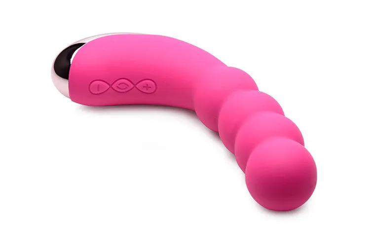 Silicone Beaded Vibrator - Magenta