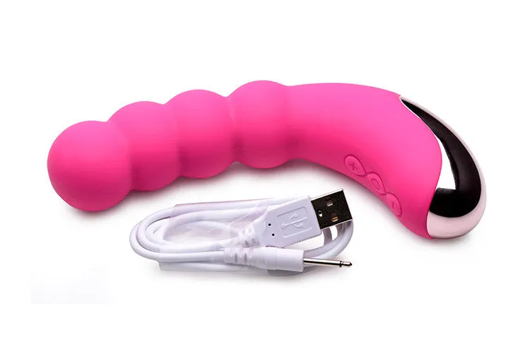 Silicone Beaded Vibrator - Magenta