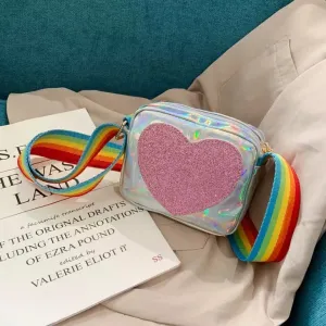 Silver Rainbow Heart Crossbody