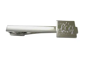 Silver Toned Etched Old Style Ship Square Tie Clip