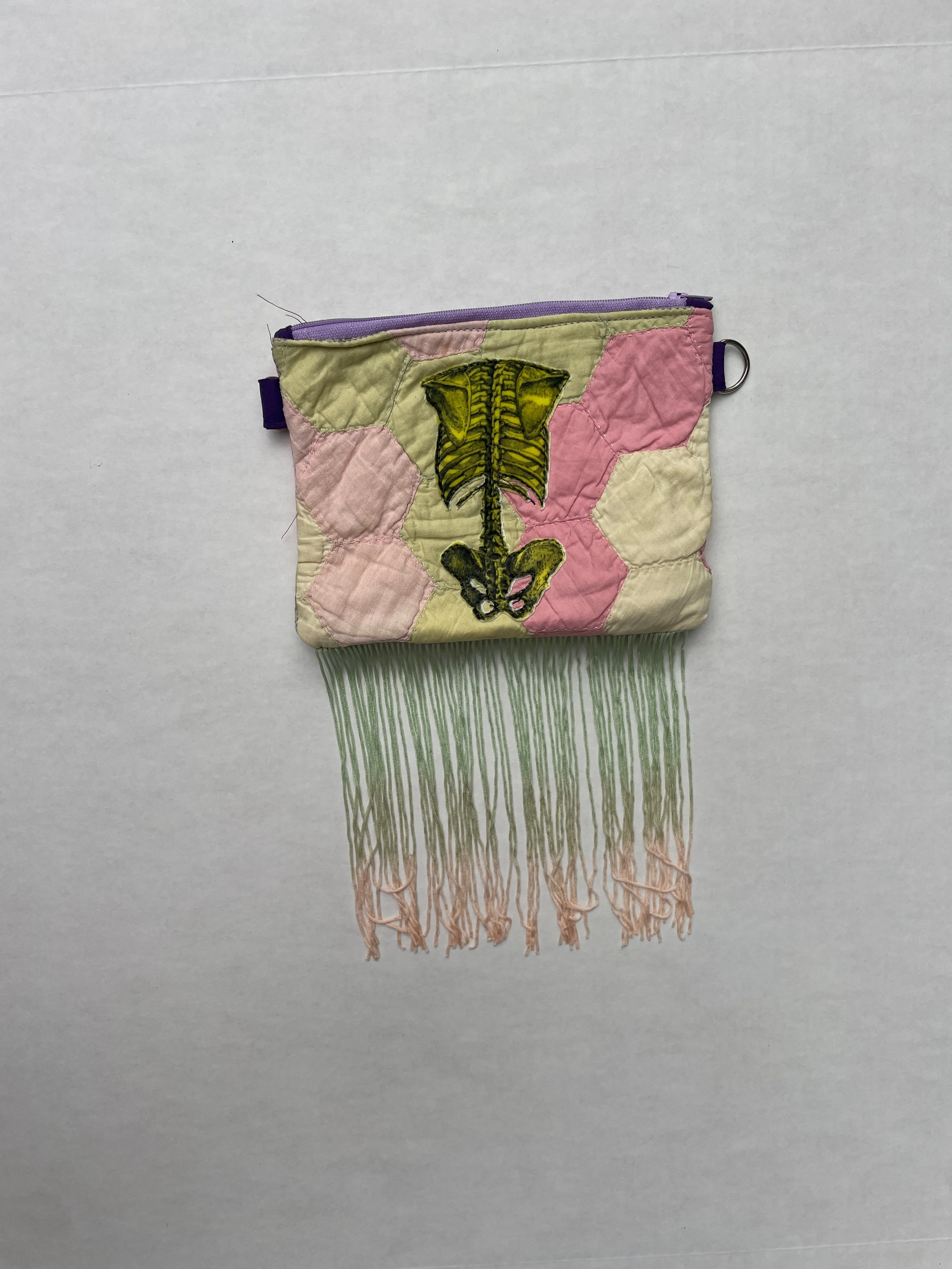 Skeleton Quilted Clutch Ombre Fringe