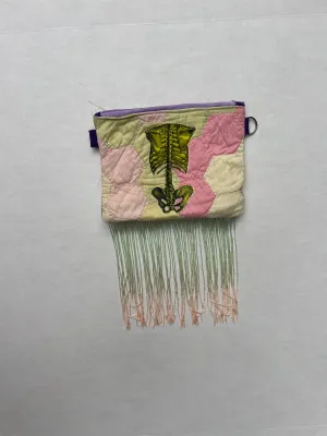 Skeleton Quilted Clutch Ombre Fringe