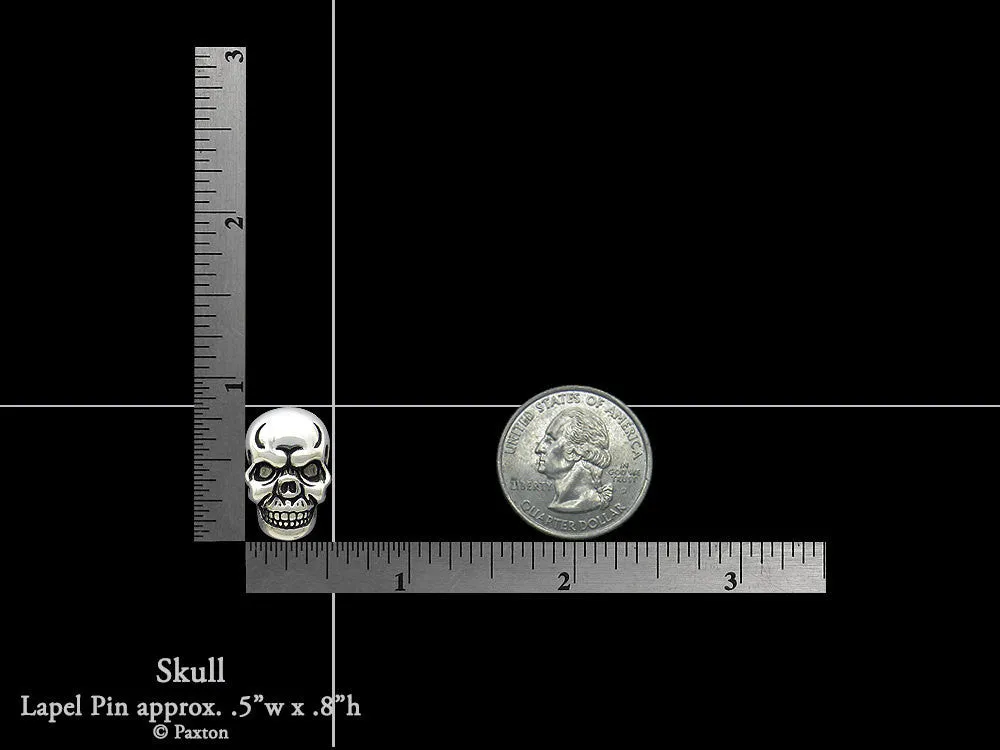 Skull Lapel Pin Sterling Silver