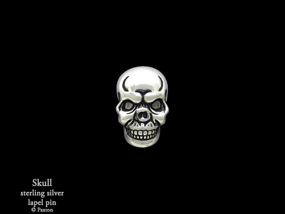 Skull Lapel Pin Sterling Silver