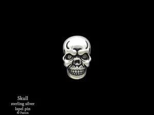 Skull Lapel Pin Sterling Silver
