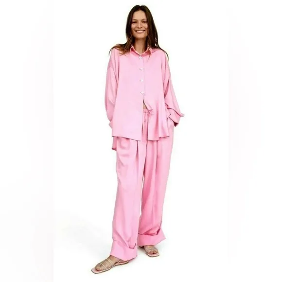 Sleeper Oversized Cuff Viscose Pajama Lounge Pant Size Small