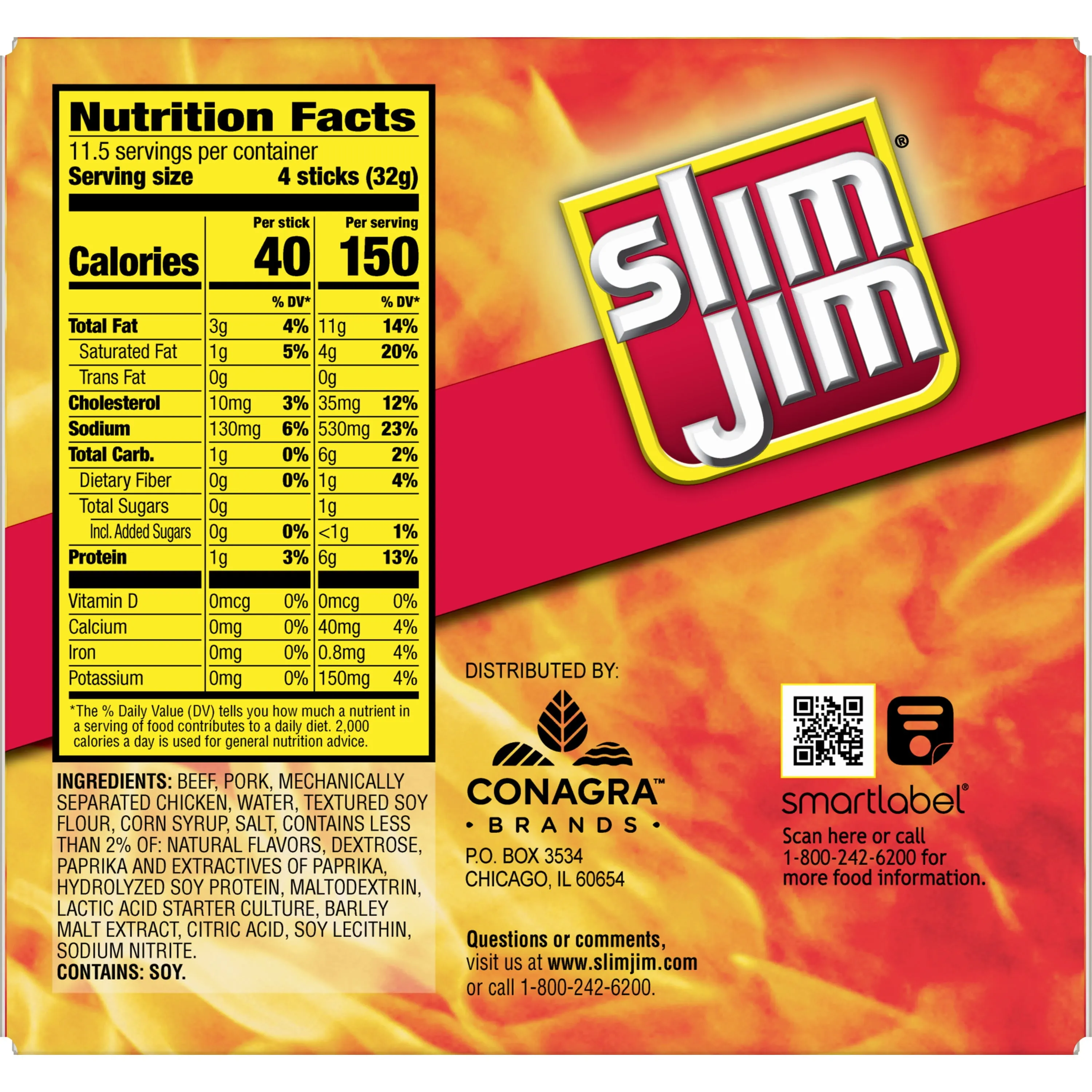 Slim Jim Snack-Sized Smoked Meat Stick, Original Flavor 0.28 Oz, 46 Count Best..