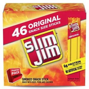 Slim Jim Snack-Sized Smoked Meat Stick, Original Flavor 0.28 Oz, 46 Count Best..