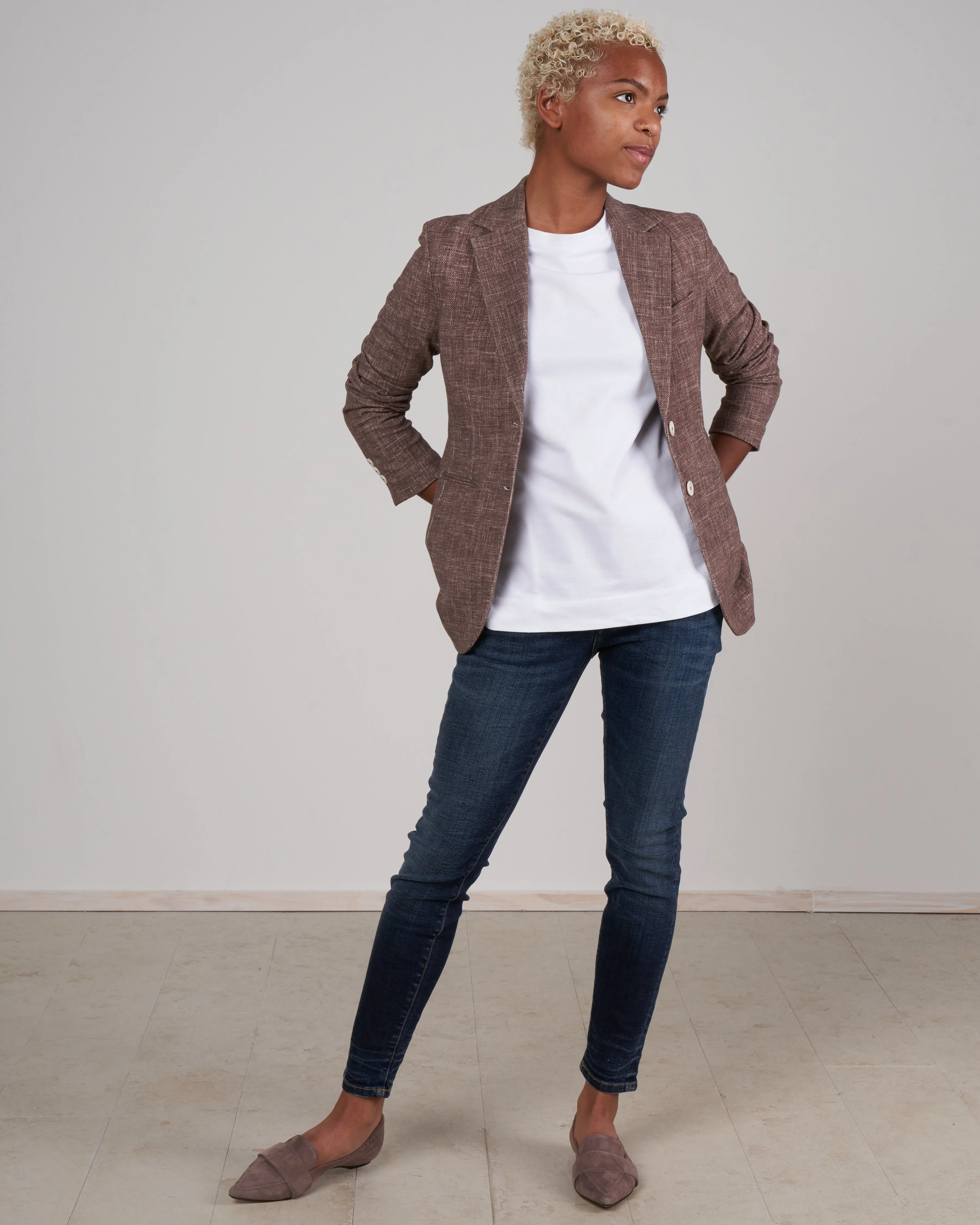 slim long jacket - mulch