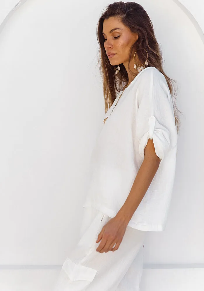Slouchy Oversized Top - White