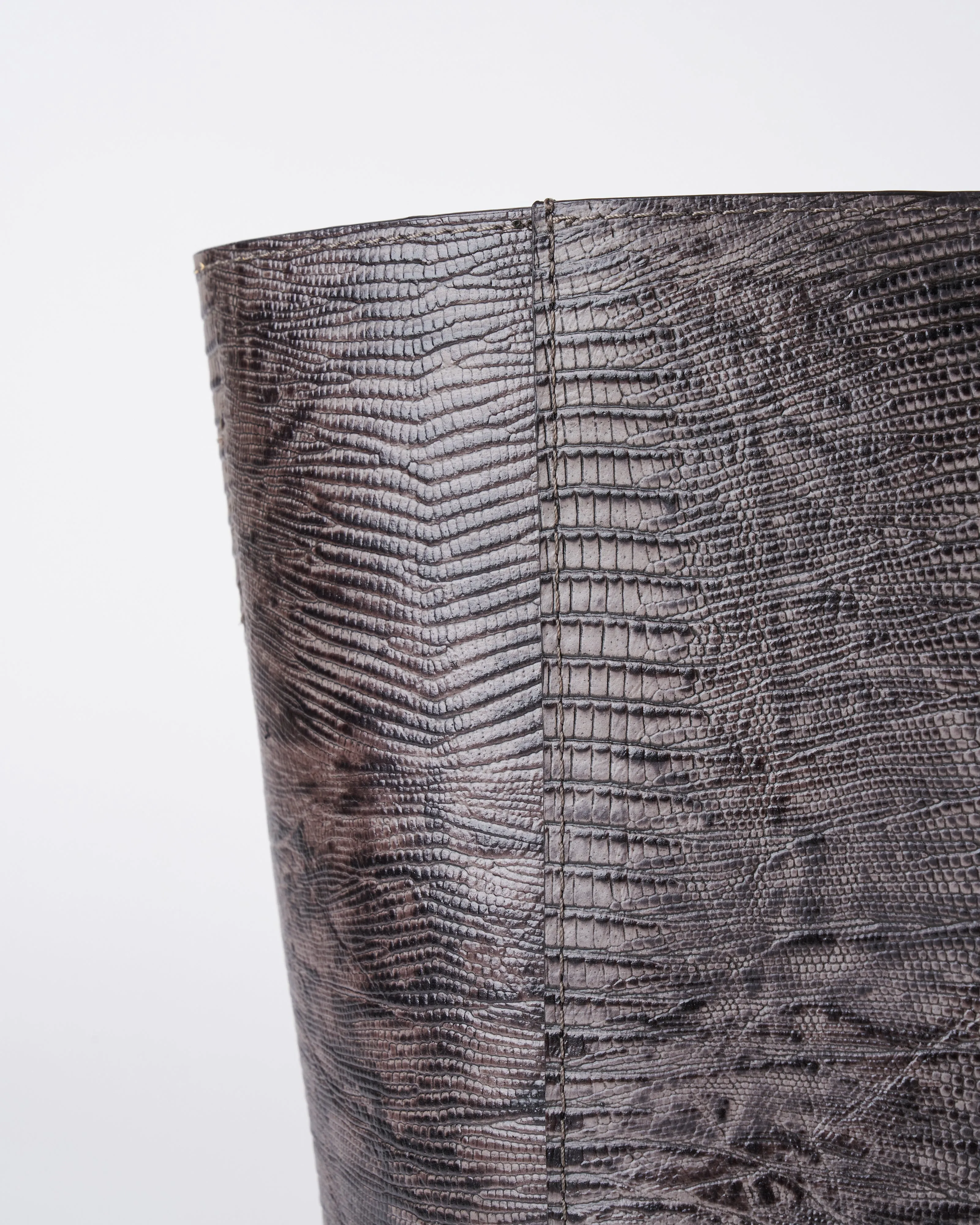 slouchy tote - steel embossed lizard