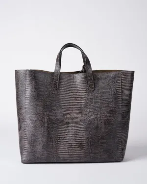 slouchy tote - steel embossed lizard