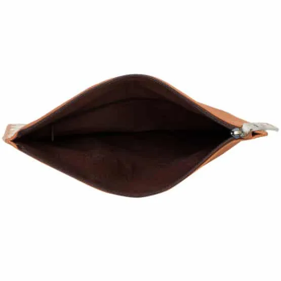 Sofia Jersey Hide and Tan Leather Fold-over Clutch