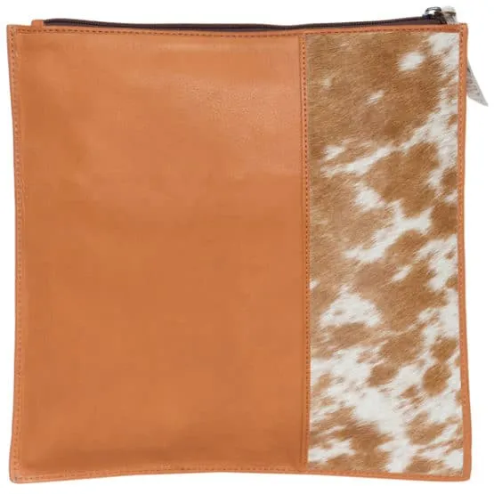 Sofia Jersey Hide and Tan Leather Fold-over Clutch