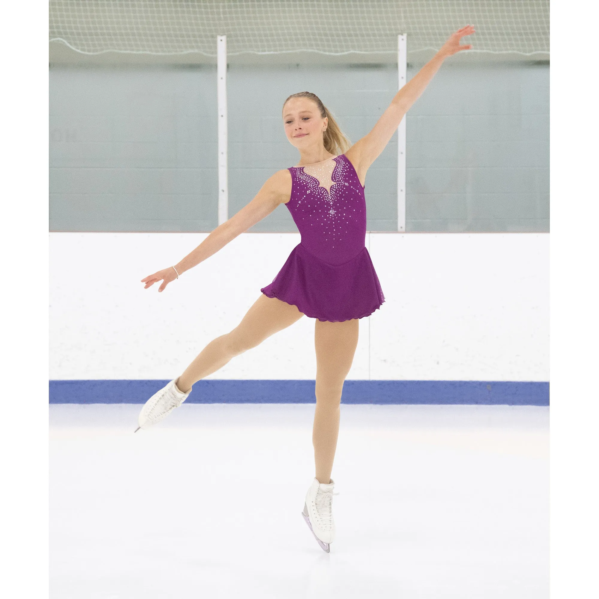 Solitaire Skatewear F22012R Fancy Cutwork Dress with Crystals