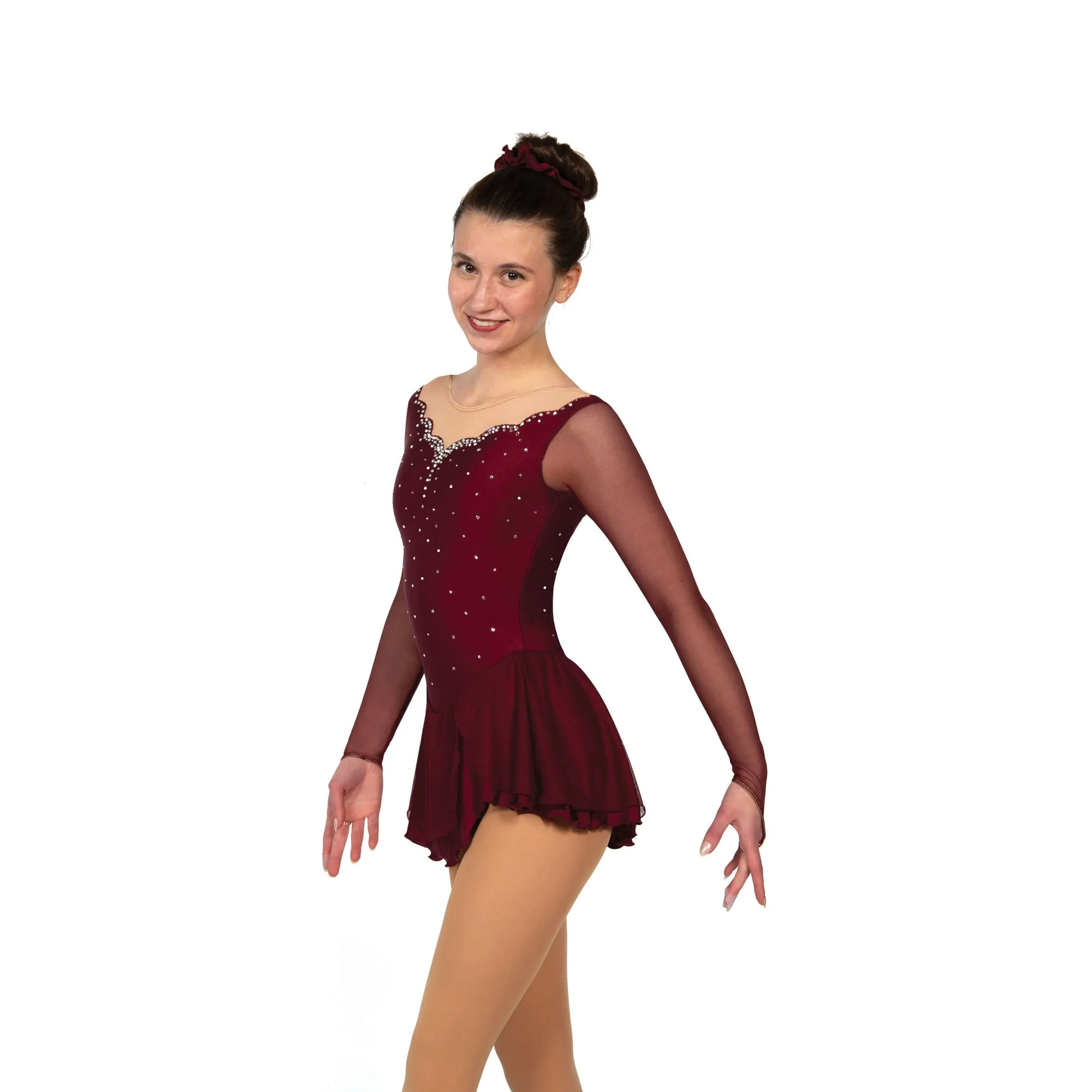 Solitaire Skatewear F22014R Scalloped Sweetheart Dress with Crystals