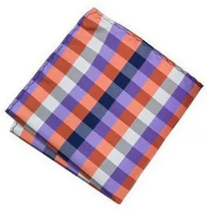 Sootz Orange Purple Check Pocket Square