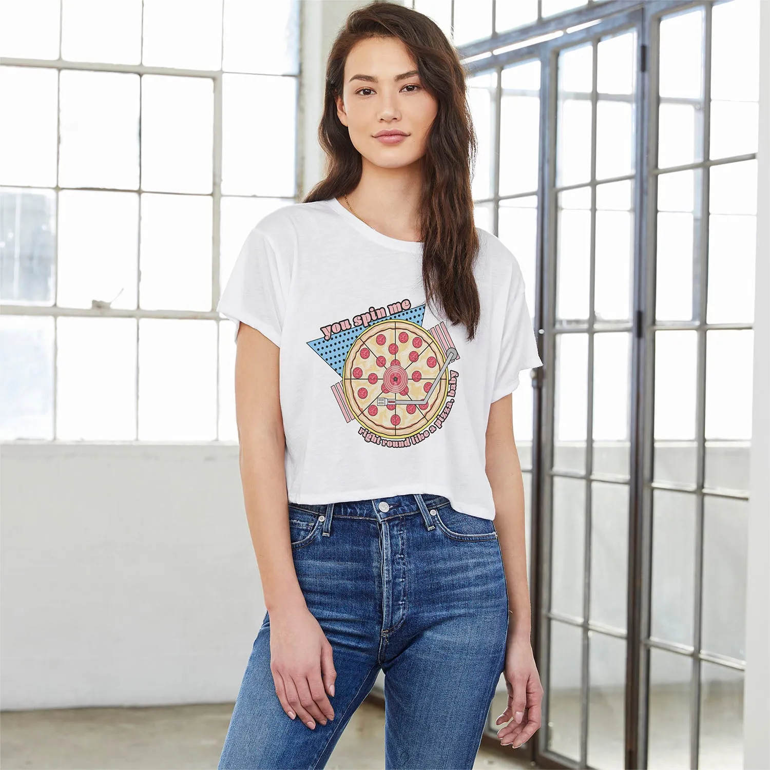 Spin Me Right Round Pizza Slouchy Tee