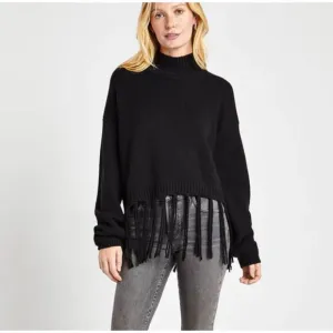 SPLENDID Riley Fringe Mockneck Sweater‎ NWT Sz Small
