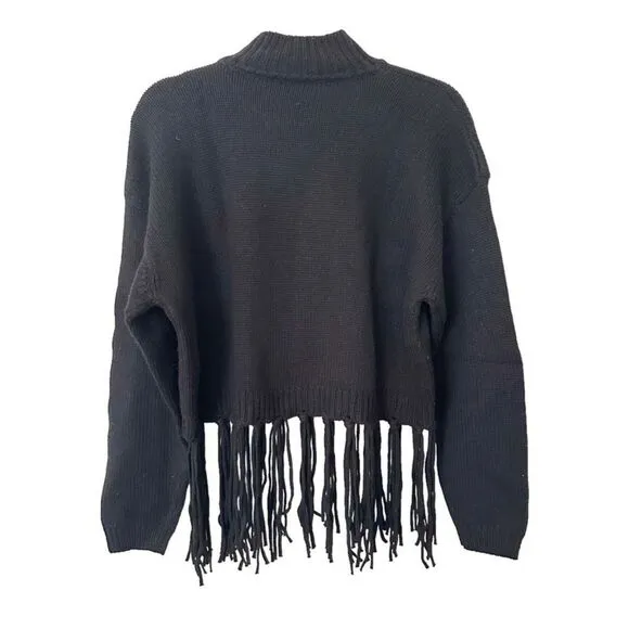 SPLENDID Riley Fringe Mockneck Sweater‎ NWT Sz Small