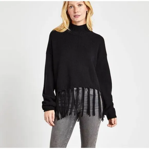 SPLENDID Riley Fringe Mockneck Sweater‎ NWT Sz Small