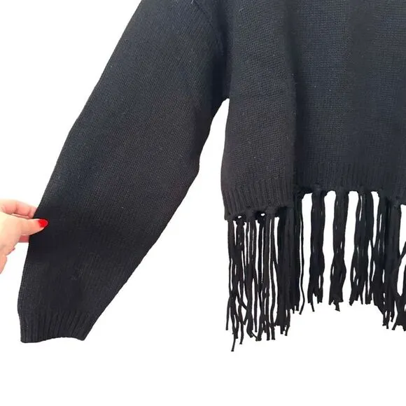 SPLENDID Riley Fringe Mockneck Sweater‎ NWT Sz Small