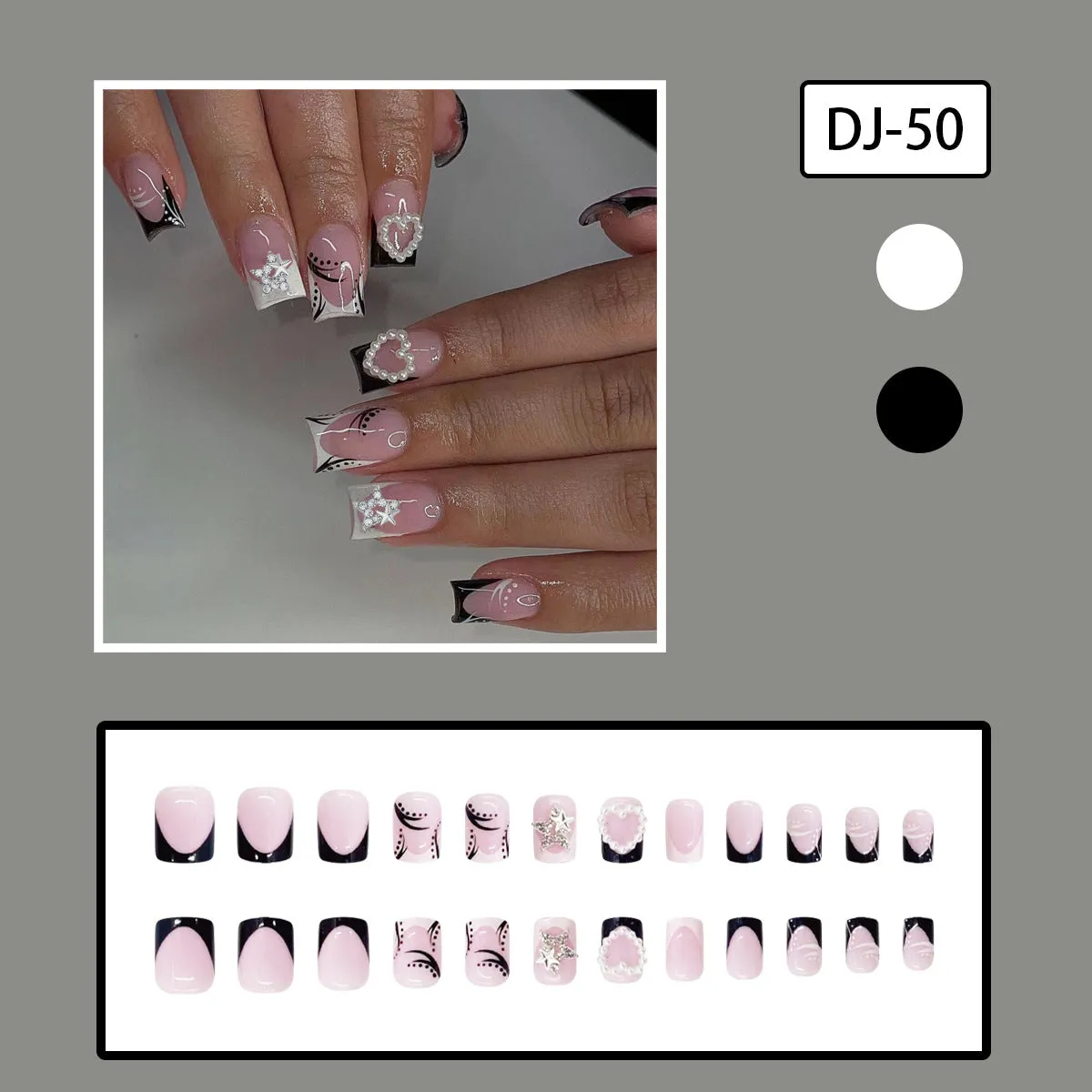 Square Curve Polka Dot Design Pearl Heart Pentagram