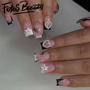 Square Curve Polka Dot Design Pearl Heart Pentagram