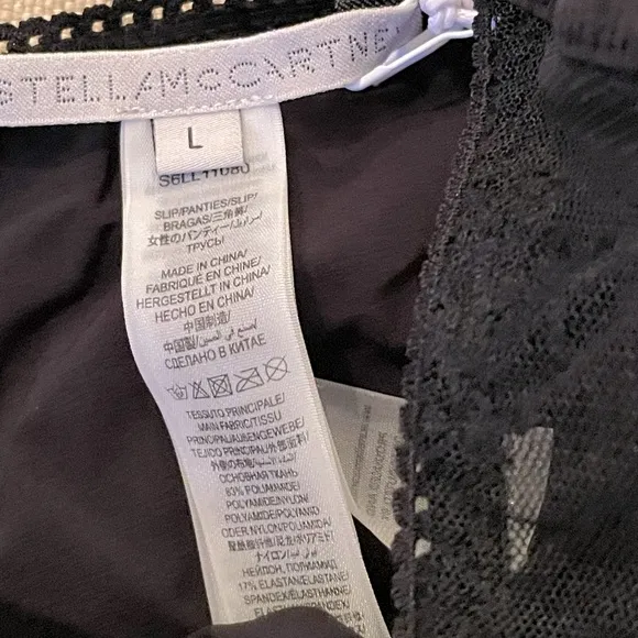 STELLA MCCARTNEY Lace Trimmed Stretch Jersey Low Rise Thong  Women’s Size Large
