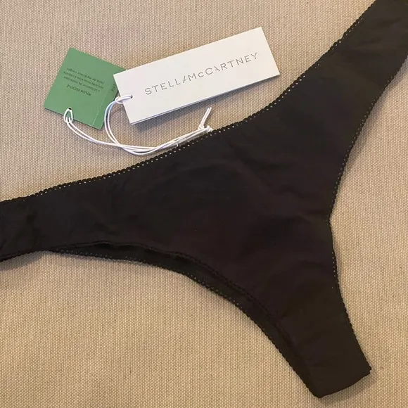 STELLA MCCARTNEY Lace Trimmed Stretch Jersey Low Rise Thong  Women’s Size Large