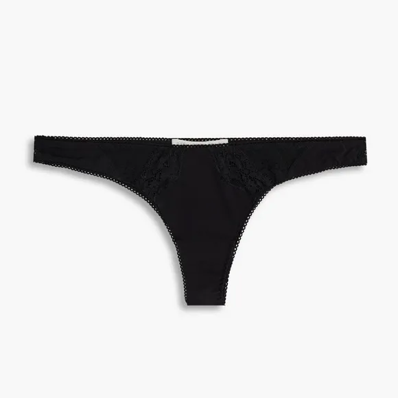 STELLA MCCARTNEY Lace Trimmed Stretch Jersey Low Rise Thong  Women’s Size Large