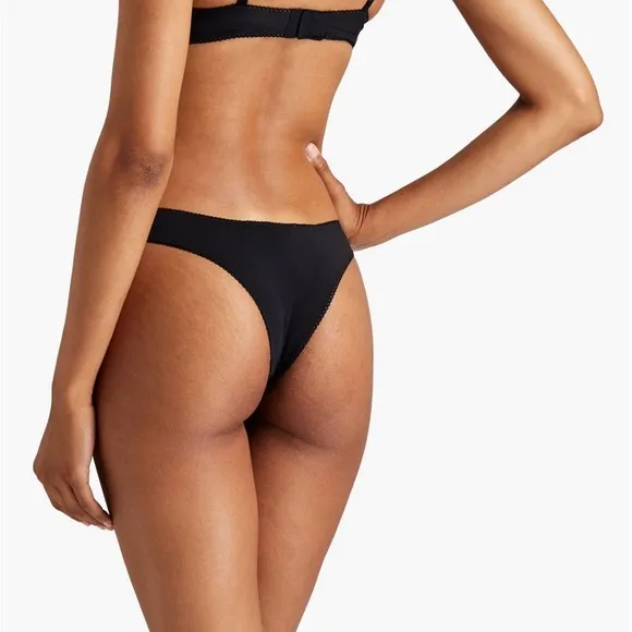 STELLA MCCARTNEY Lace Trimmed Stretch Jersey Low Rise Thong  Women’s Size Large