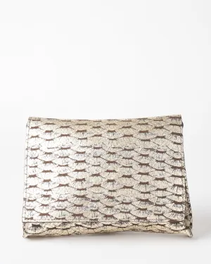 strappy foldover - silver leaf