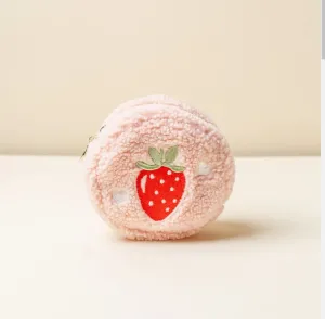 Strawberry Teddy Circle Zipper Pouch