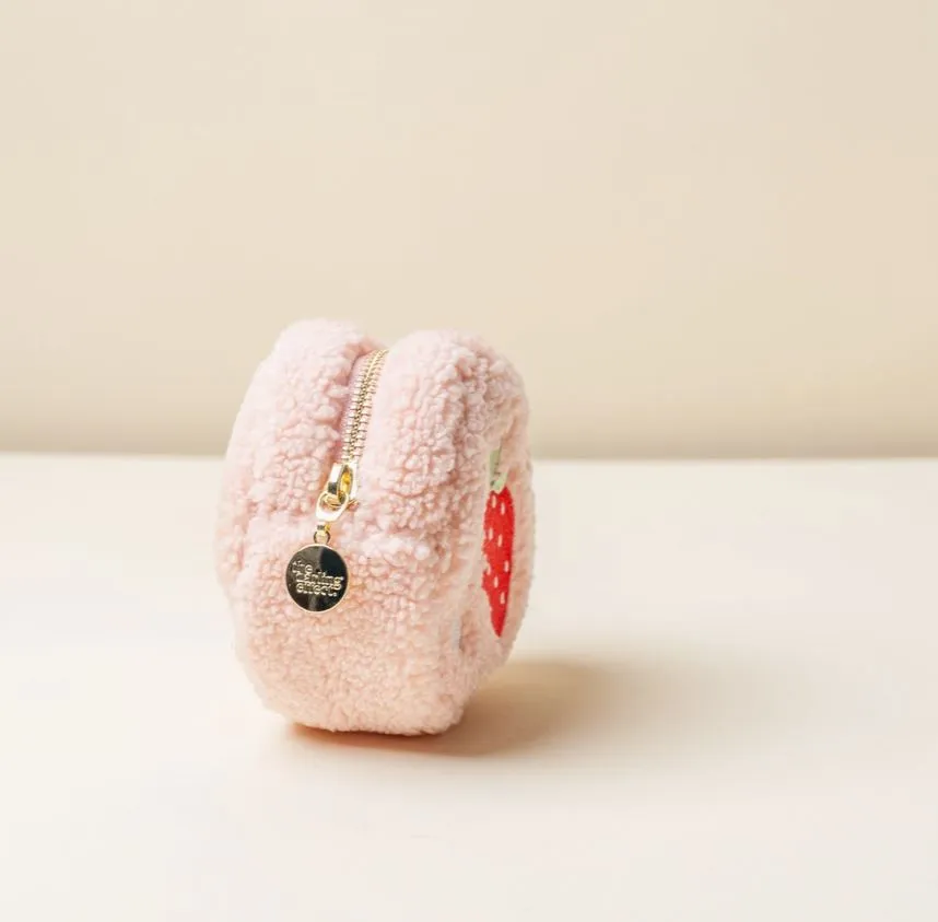 Strawberry Teddy Circle Zipper Pouch
