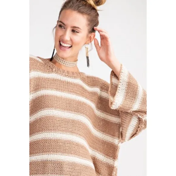 Striped oversized knit sweater
