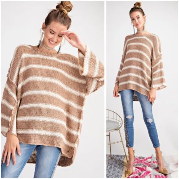 Striped oversized knit sweater