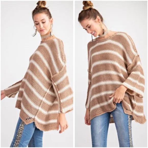 Striped oversized knit sweater