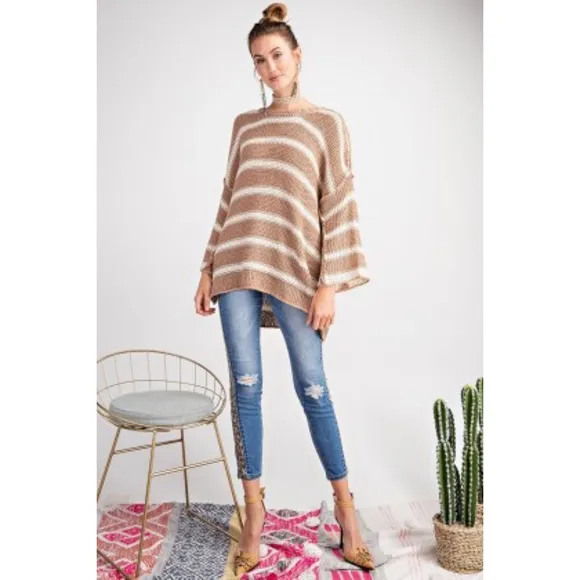 Striped oversized knit sweater