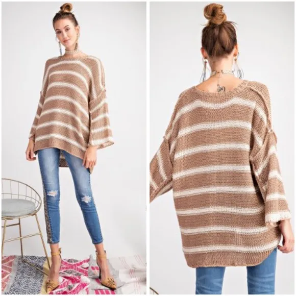 Striped oversized knit sweater