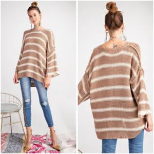 Striped oversized knit sweater