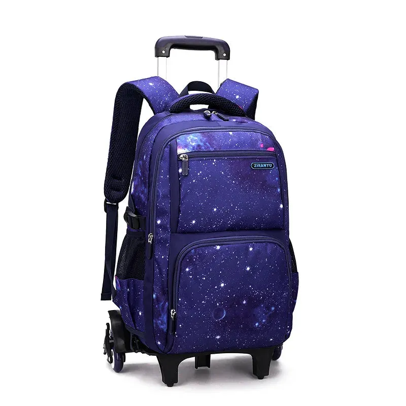 Student's School Carry On Bag With Wheels Rolling Backpack School Bag with 6 Wheels Luggage with Lunch Bag