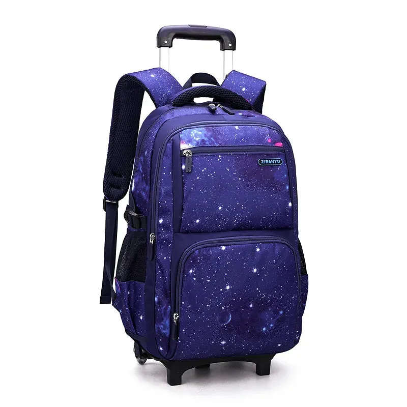 Student's School Carry On Bag With Wheels Rolling Backpack School Bag with 6 Wheels Luggage with Lunch Bag